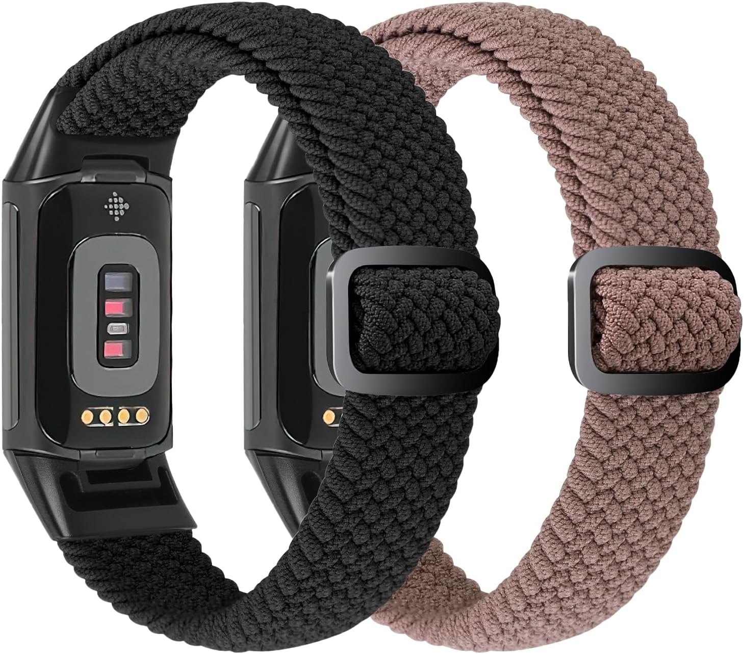 2 Pack - Relting Braided Bands Compatible with Fitbit Charge 6/Fitbit Charge 5, Adjustable Solo Loop Nylon Replacement Band for Women Men