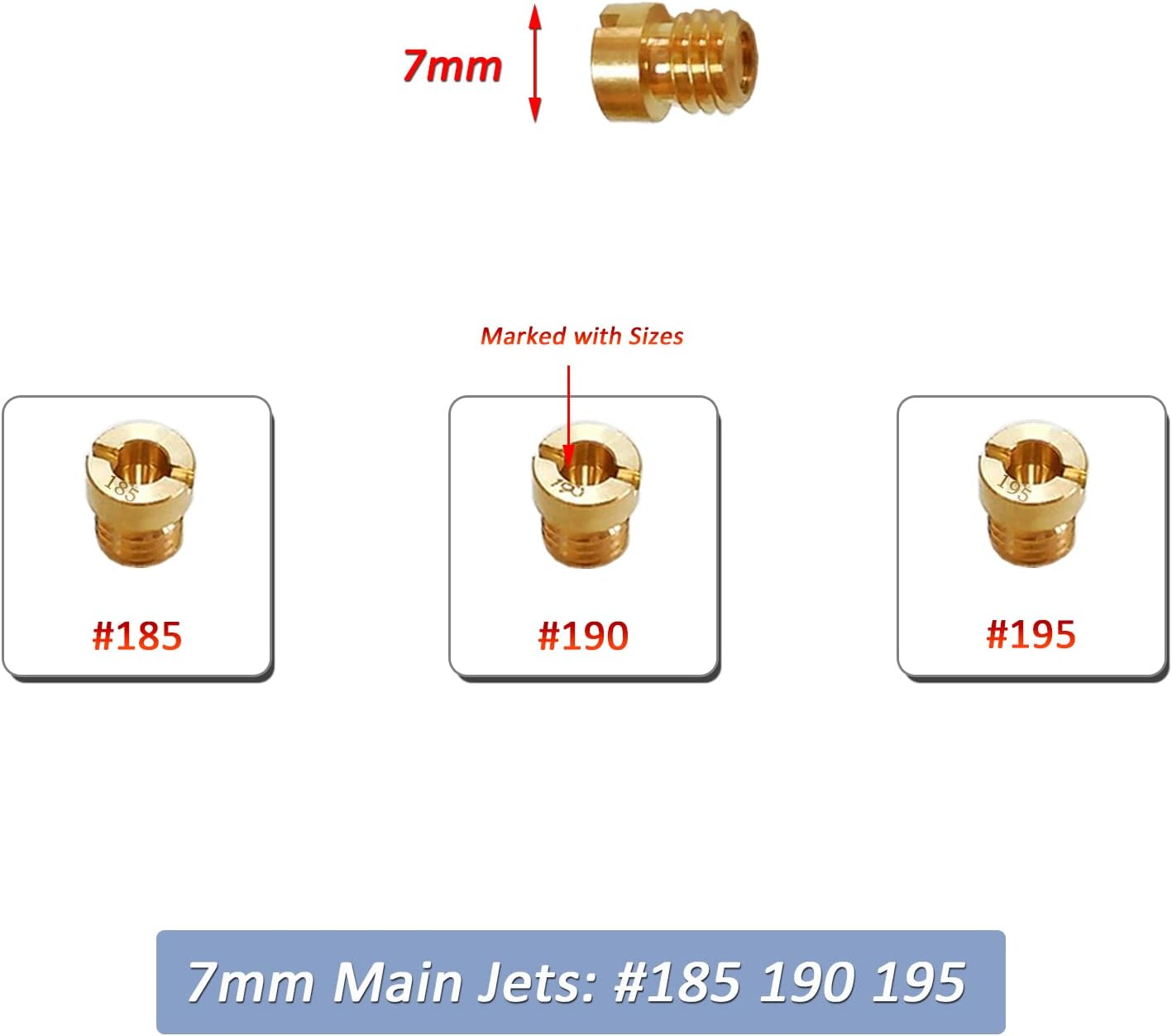 Motorcarb CV40 Main Jet - Slow/Pilot Jet - Gasket, for Harley Davidson Sportster XL883 XL1200 CV 40MM Carburetor Carb Jet Kit (#180 185 190 195 42 45 48) image number 1
