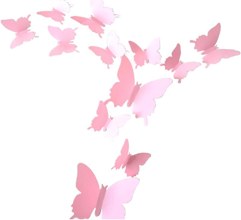 Cuteproduct 12Pcs 3D Butterfly Removable Wall Decals Diy Home Decorations Art Decor Wall Stickers Murals for Babys Kids Bedroom Living Room Classroom Office(Color White) - Black,Random image number 2