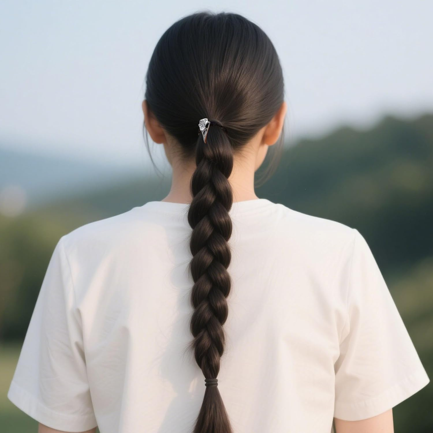 Mikikit Viking Hair Bands with Skull Design, Elastic Hair Bobbles for Halloween and Costume Parties, Antique Bronze and Reddish Brown Looks, Pack of 3 image number 3