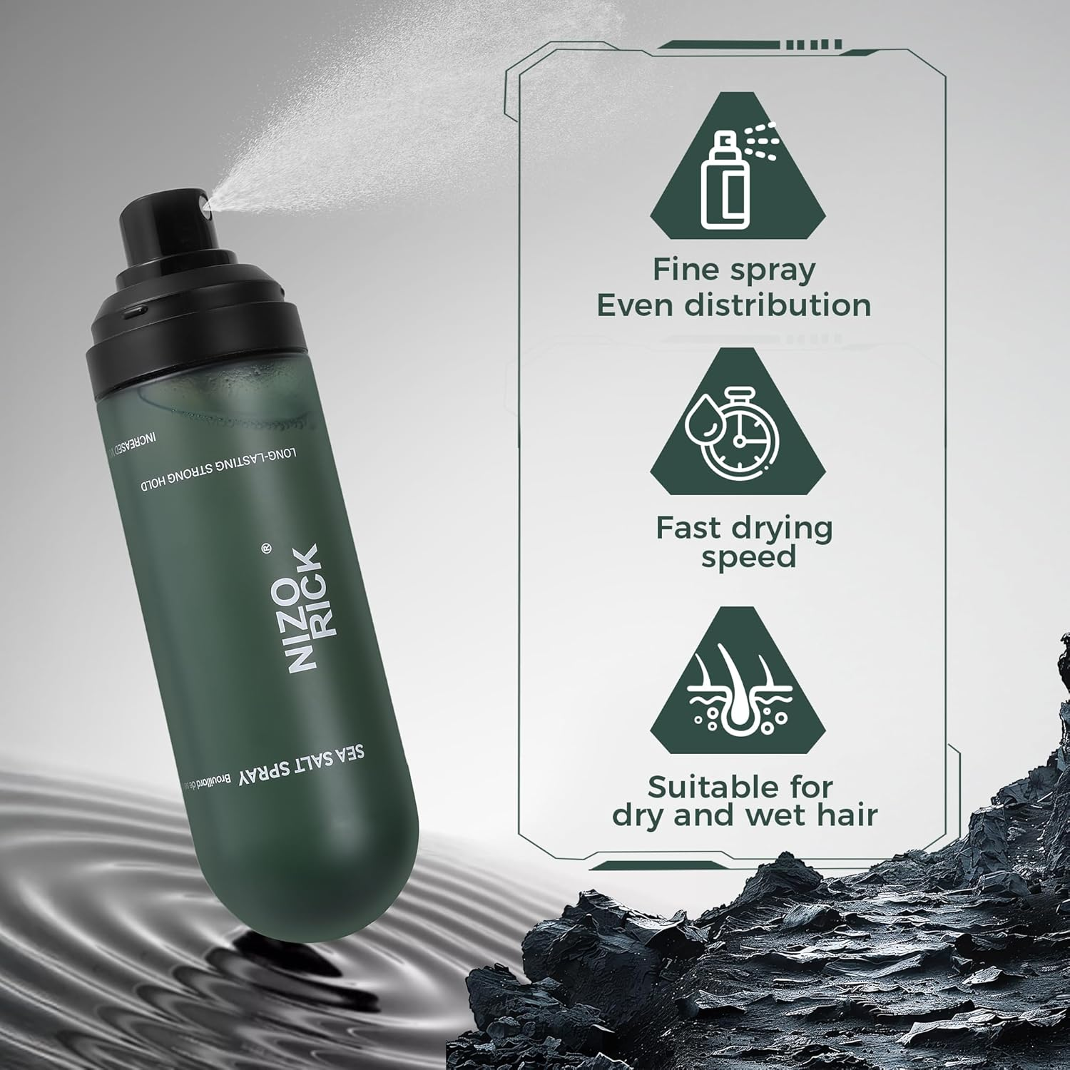 NIZORICK Sea Salt Hair Spray for Natural Volume and Texture, Strong Hold, Non-Greasy, 100Ml image number 1