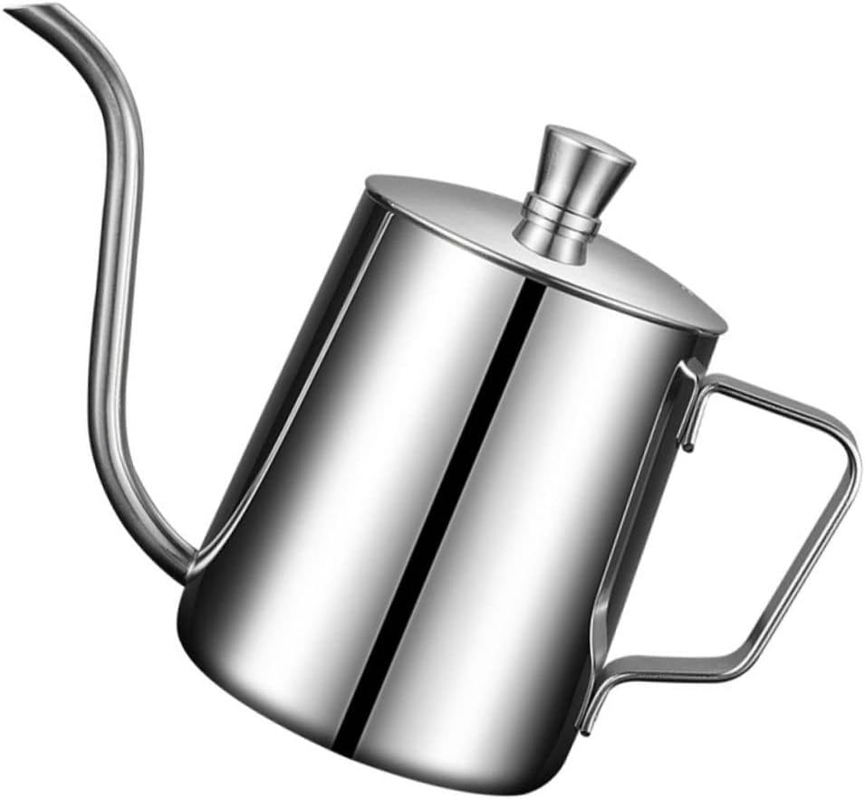 LABRIMP 304 Stainless Steel Coffee Pot with Lid Narrow Mouth Espresso Coffee Machine Mini Hand Pour-Over Bracket Universal for Home image number 6
