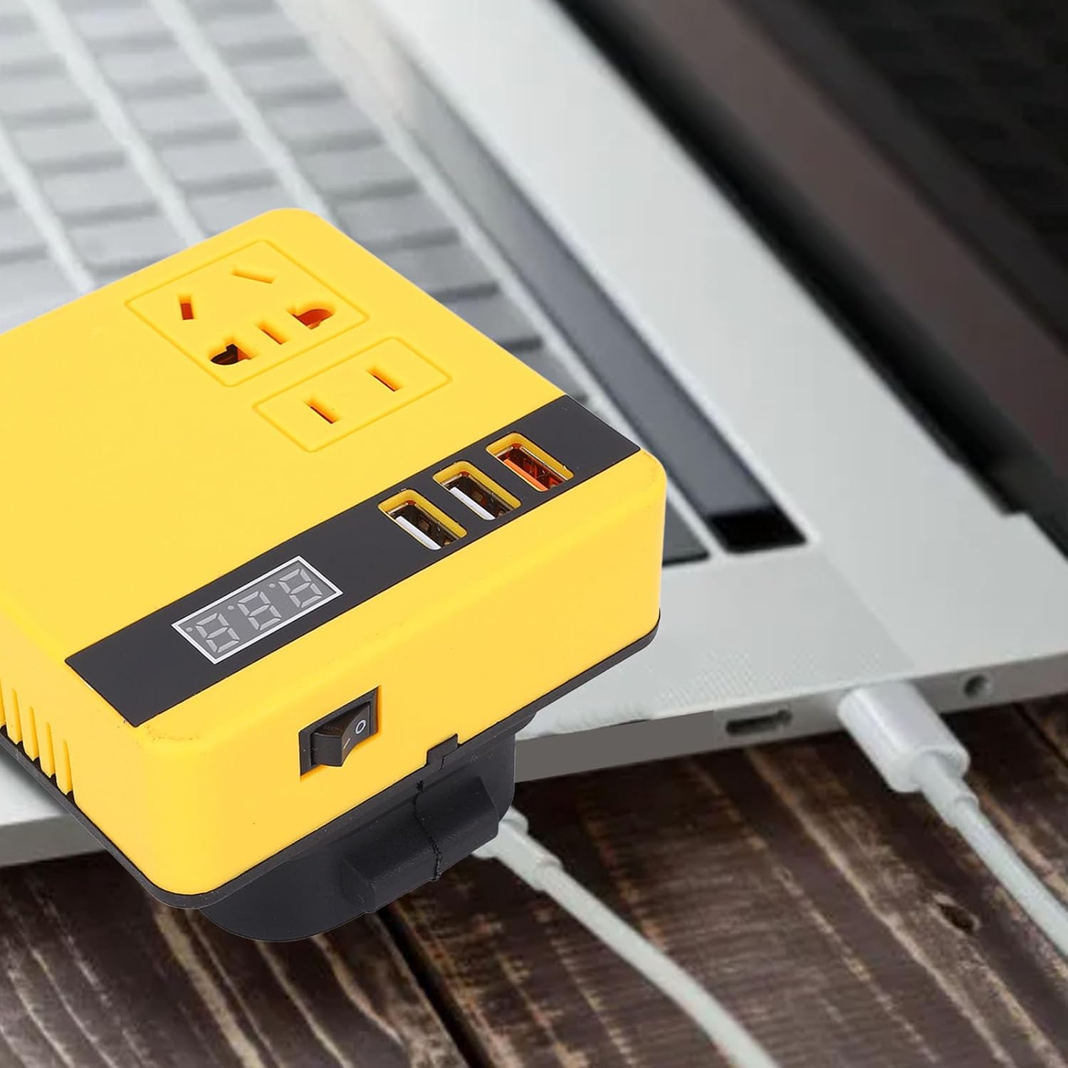 Portable Power Inverter, 120W DC18-21V to AC Cordless Inverter with 3 USB Ports, Fast Charging, Enhanced Safety, Suitable for Phones,Laptops,Led Lights, 20V Battery image number 3