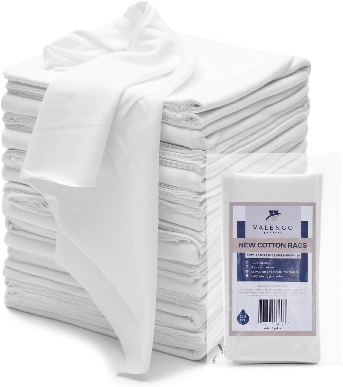 VALENGO New Lint Free Cotton Cloth, Soft Tshirt Rags, Lint Free for Staining Wood, Cast Iron, Cleaning, Dusting, Polishing, Painting Art - Pack of 7 (17&rdquo;X17&rdquo;) image number 3