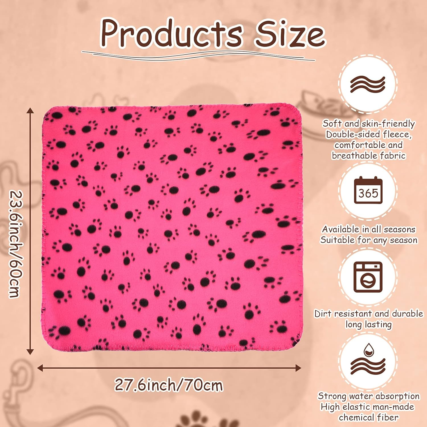 10 Pieces Pet Blankets with Paw Print Dog Cat Soft Fleece Blankets Sleep Mat Pad Bed Cover for Kitten Puppy and Other Small Animals, 24 X 28 Inch (Vibrant Color) - Cool Color image number 3