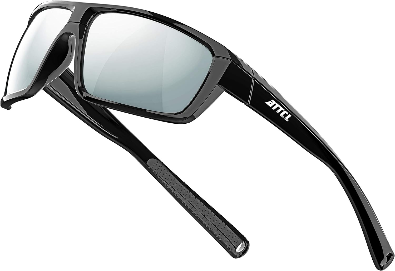 ATTCL Polarized Wrap Sunglasses for Men: Rectangle TR90 Frame, UV400 Protection Sport Glasses for Running, Driving, Fishing and Outdoor Activities