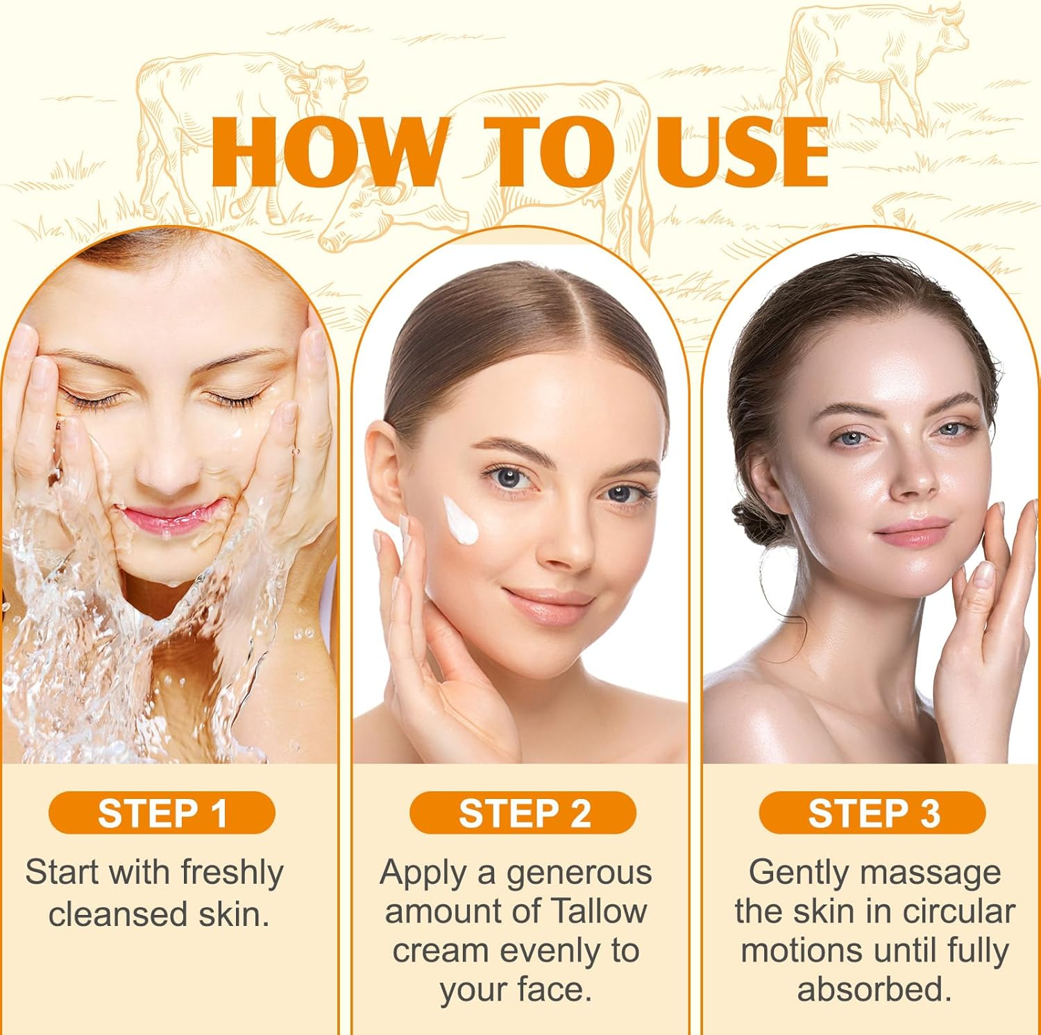 Beef Tallow for Skin, Whipped Tallow & Honey Balm, Organic Tallow Face Moisturizer, Natural Grass-Fed Beef Tallow Cream with Raw Honey for Deep Hydration & Sensitive Skin Care, Suitable for All Skin Types (2.1Oz) image number 3