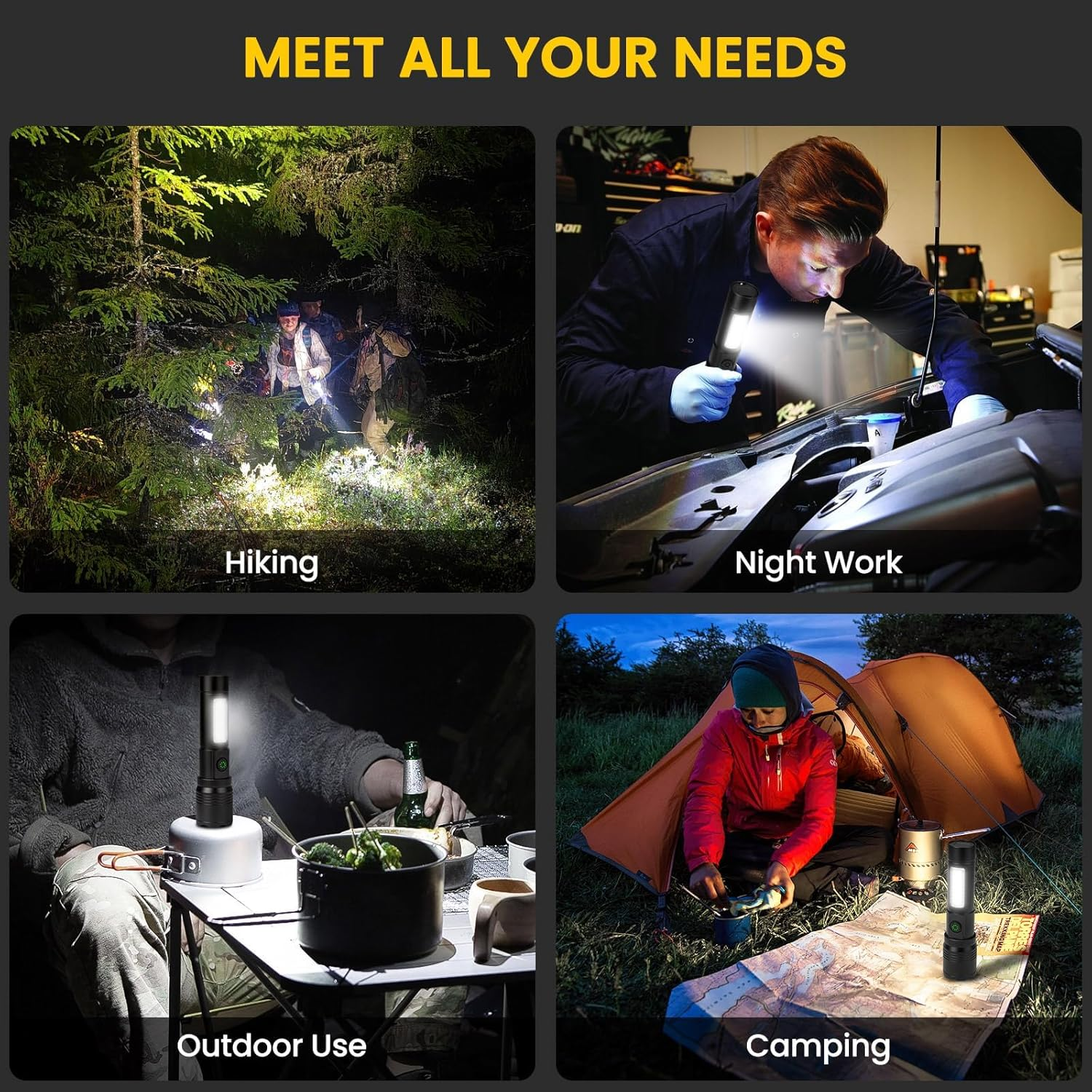 Rechargeable Flashlight High Lumens,8000Lm Super Bright Flash Light with 5 Modes& Adjustable Focus, Adjustable Powerful Handheld LED Flashlight for Home Camping,Torch, Handheld Torches image number 5