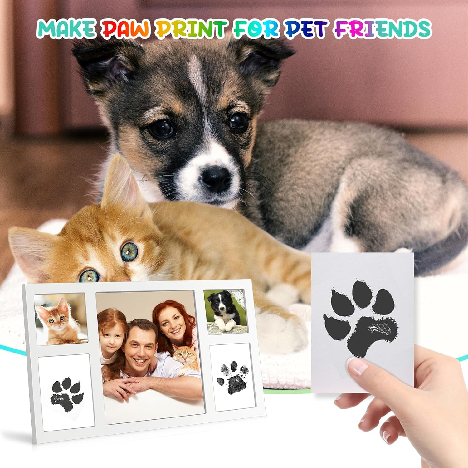 75Ml Black Baby Hand and Footprint Ink Kit, Baby Handprint Footprint Paint, Dog Cat Paw Print Kit, Washable, Non Toxic Acid-Free, Safe Gentle for Home Christmas New Year DIY Keepsake Stamp image number 3