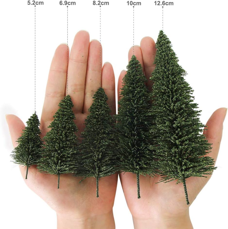 50PCS Dark Green Pine Model Cedar Trees 52Mm for Model Railroad Scenery Landscape Layout HO N Scale New S0805 image number 5