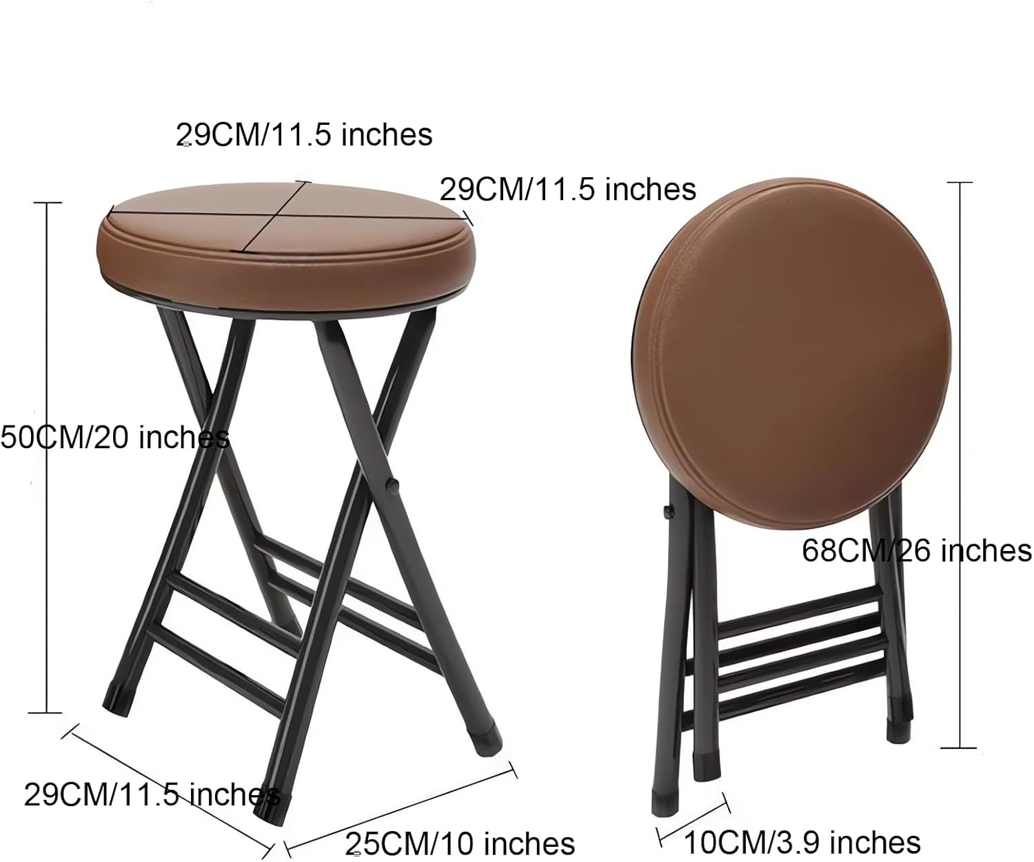 Folding Stool, 50 Cm Height, Padded Seat, Multiple Colours Available A285 (Black) image number 1