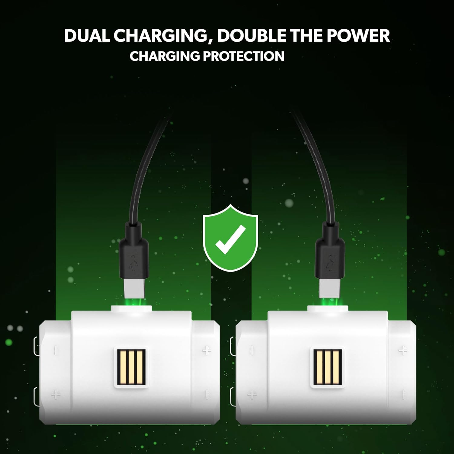 SNAKEBYTE BATTERY PACK X &ndash; Rechargeable Batteries for Xbox Controller &ndash; Compatible with X|S and Xbox One Controllers &ndash; Includes X2 1100Mah Batteries & Y-Shaped USB C Charging Cable &ndash; Black (Pack of 2) image number 2