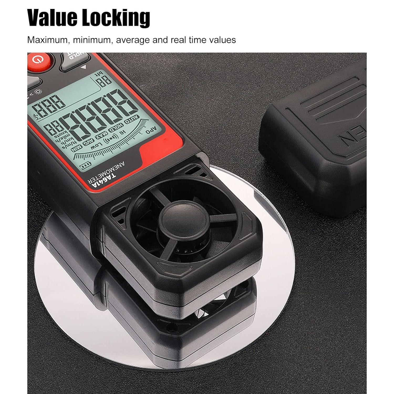 Handheld Anemometer, Handheld Digital Wind Speed Meter Gauge Air Flow Velocity Tester, 0.06 to 30.0M/S 8 Blades High Accuracy with 4 Digit Display for Measuring Wind Speed image number 2