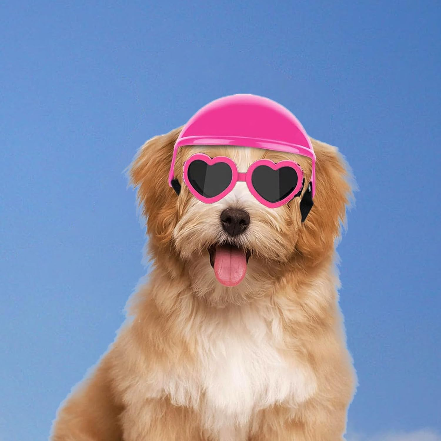 UOSIA Dog Helmet Goggles Dog Motorcycle Helmet with Ear Holes Cute Dog Sunglasses and Dog Helmet Set for Small Medium Dog Outdoor Driving Walking image number 2