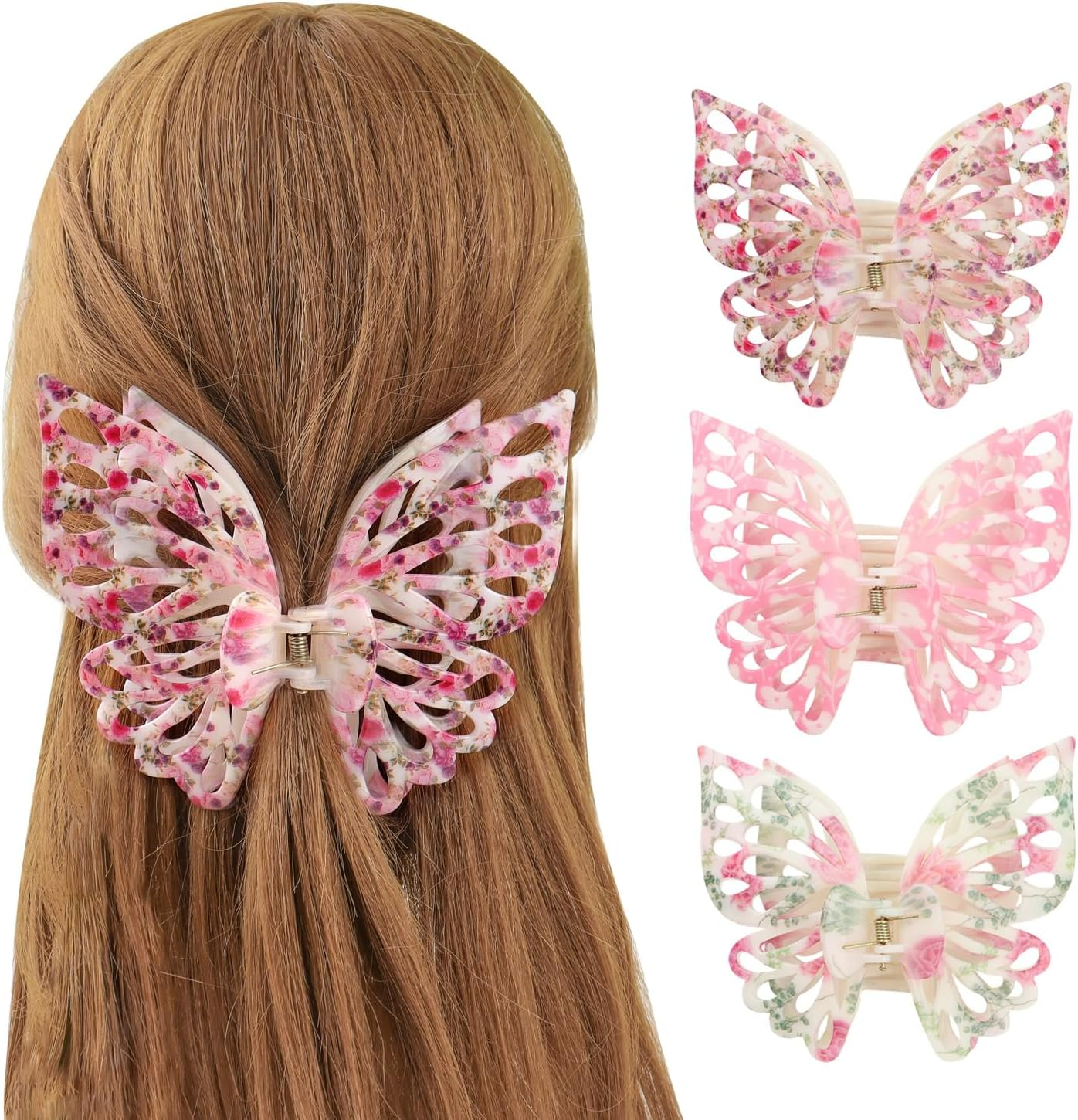 Butterfly Hair Clips Claw Clips for Women - Matte Big Cute Clips for Thick & Medium Hair (3Pcs) image number 5
