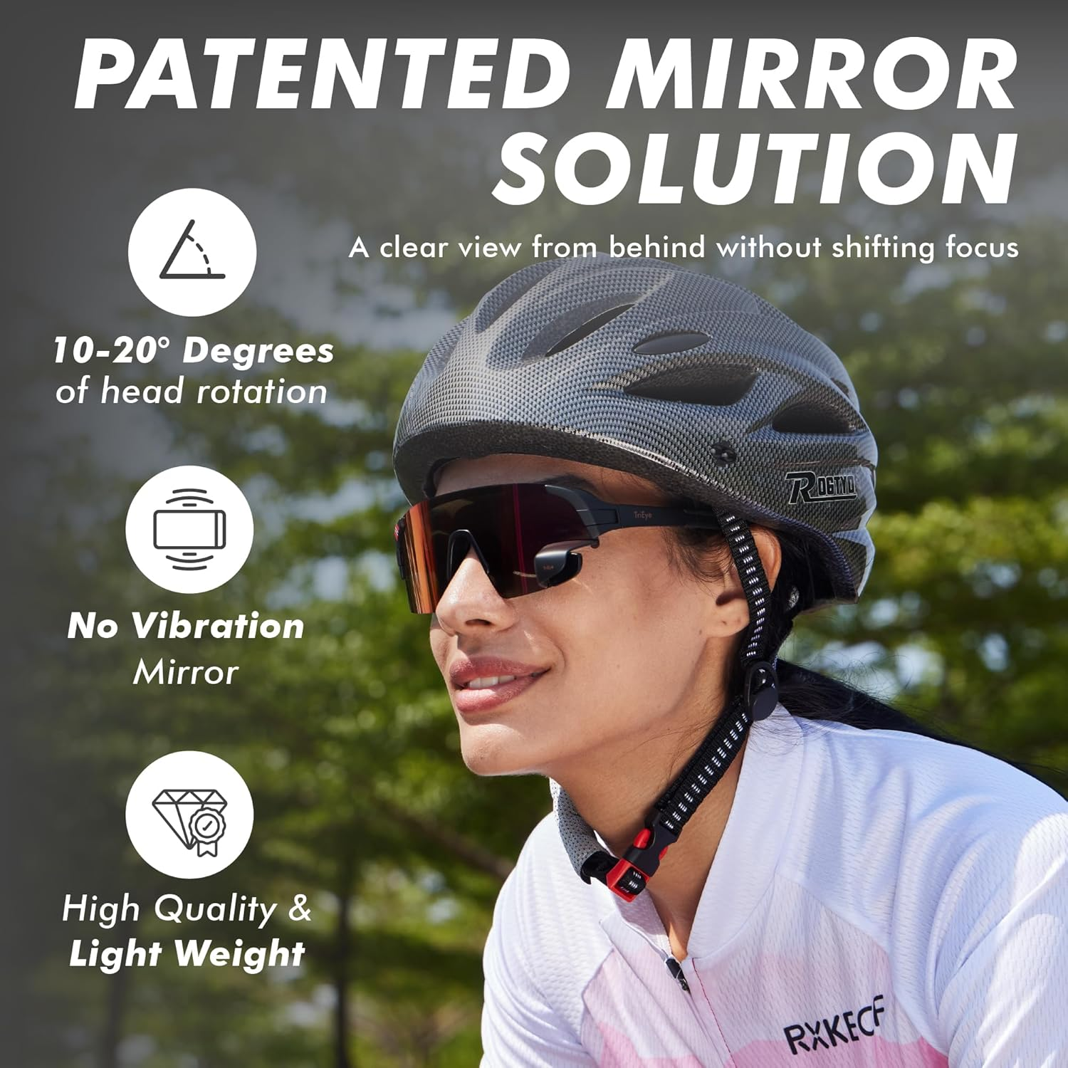 Trieye Eyewear Cycling Glasses with Integrated Rearview Mirror for Men & Women - UV 400 - Left Side Mirror Cycling Glasses