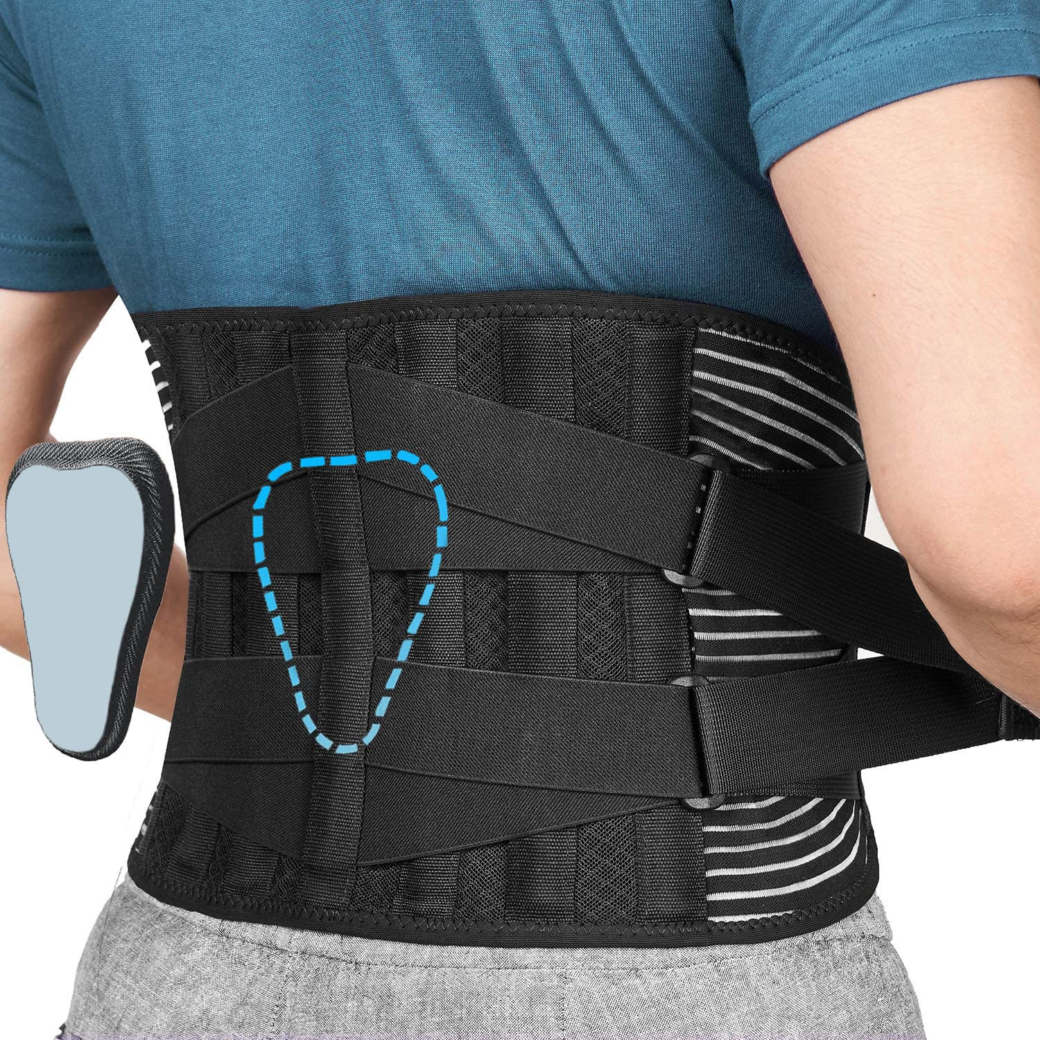 Back Braces for Lower Back Pain Relief with 6 Stays, Breathable Back Support Belt with Lumbar Pad for Men/Women for Work, Anti-Skid Lumbar Support Belt with 16-Hole Mesh for Sciatica image number 6
