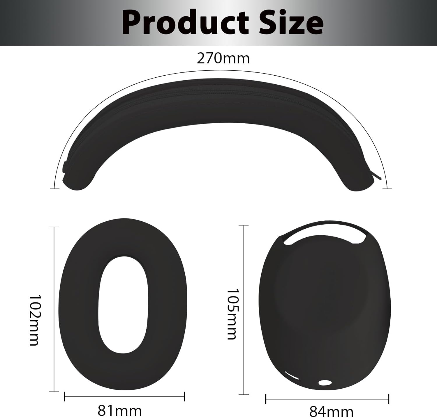 Adhiper 【3-In-1】 Silicone Sweat Case Cover for Sony WH-1000XM6 Headphones, XM6 Covers Accessories Silicone Ear Pads Covers & Headband Cover & Ear Cups Protector, Washable & Sweatproof - Black - Platinum Sliver image number 3