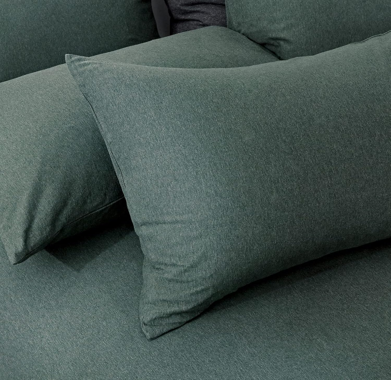 Gioia Casa 100% Jersey Cotton Quilt Cover Set - Ultra Soft, Comfy, Luxurious Duvet Cover - Hypoallergenic, Breathable Quilt Cover Set for Bedding - Forest Green - King Size image number 6