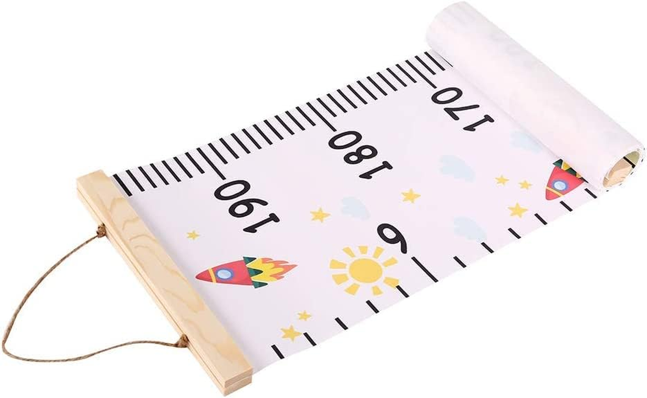 Growth Chart for Kids, Canvas Height Chart Ruler 76" X 7.9" Removable Wood Hanging Wall Ruler Measurement Chart for Home Decoration (Style A) - Style A image number 6