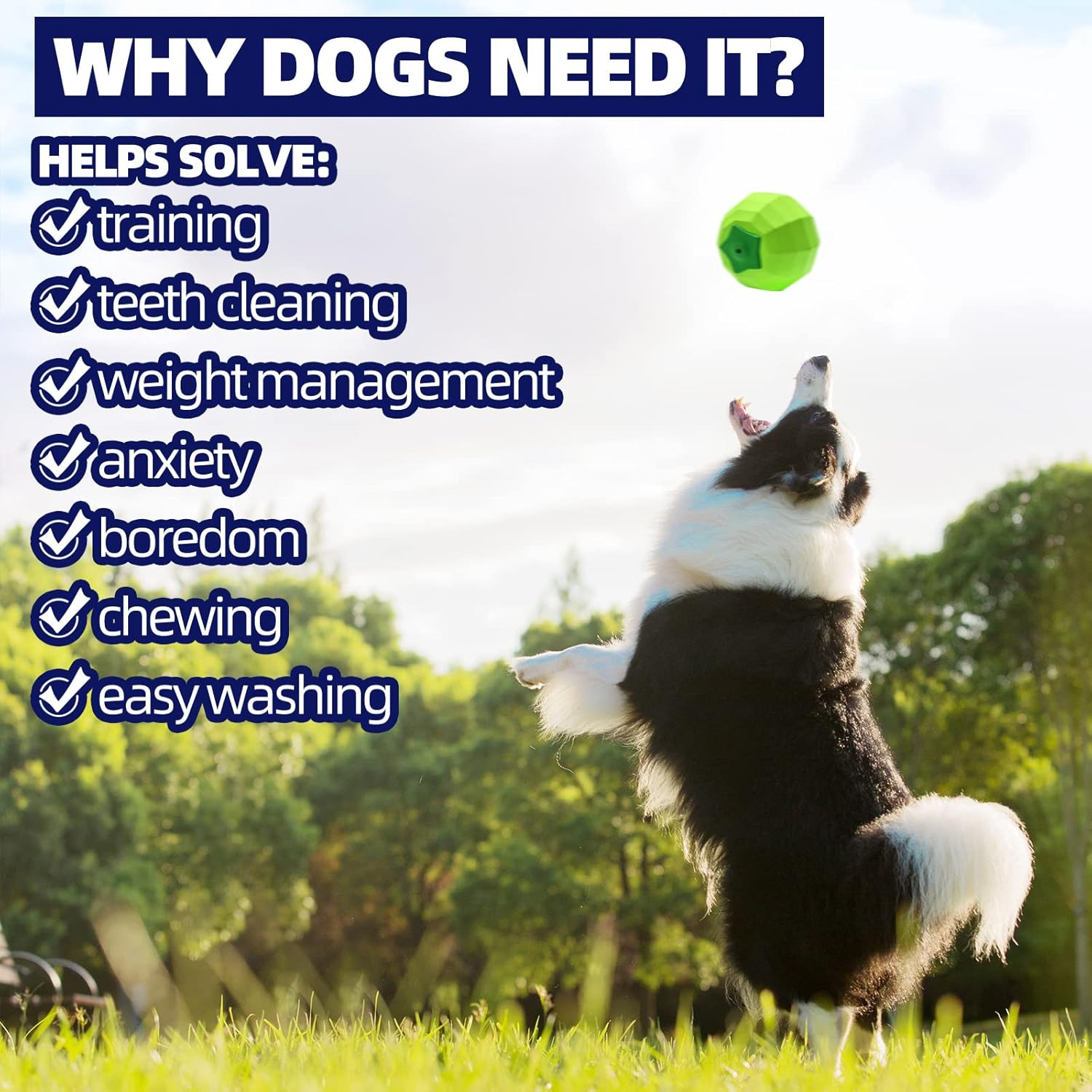 Dog Squeaky Toys for Aggressive Chewers Large Breed Balls Interactive Dog Ball Toy Almost Indestructible Tough Durable for Medium Small Dogs Puppy Chew Toys Teeth Cleaning with Natural Rubber image number 2