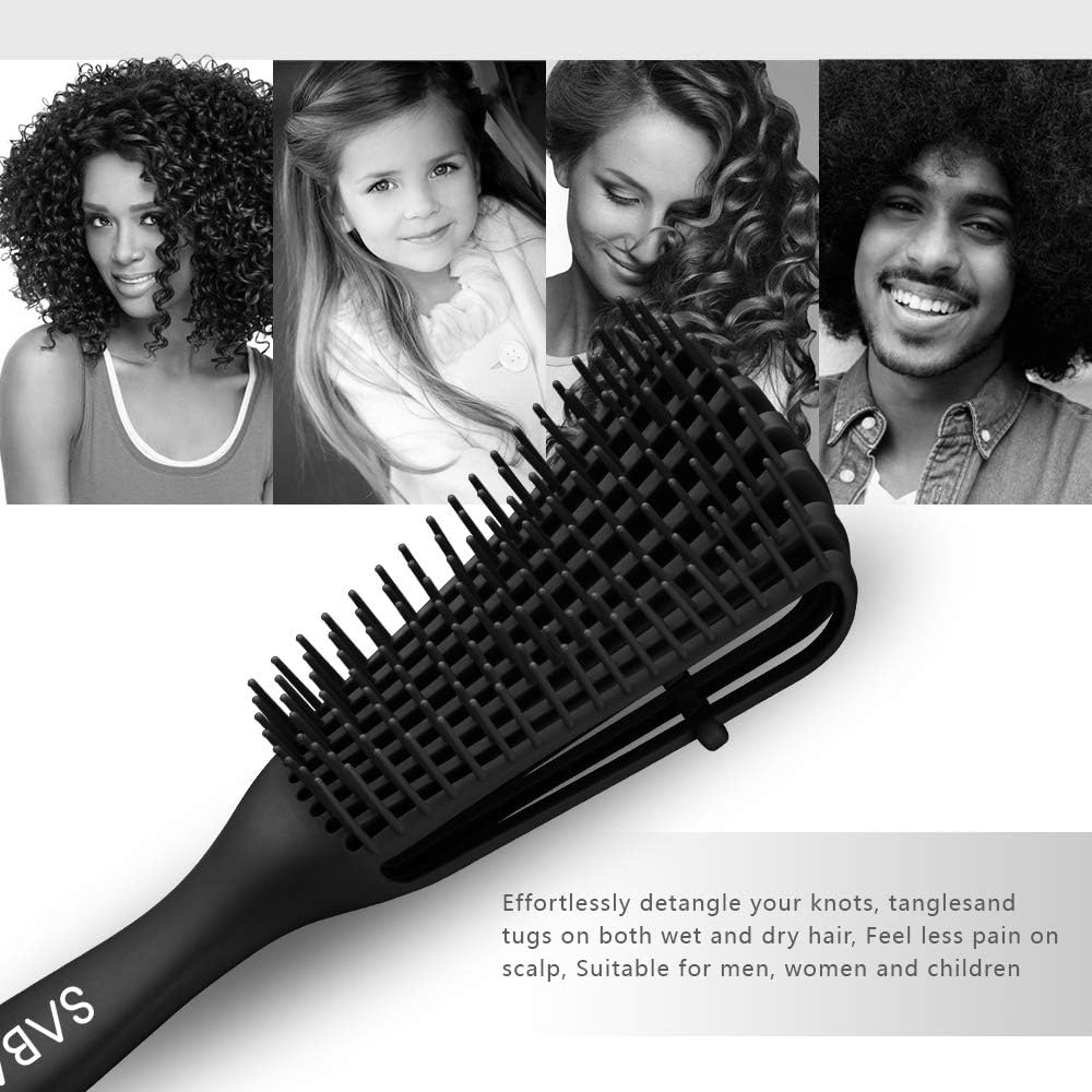 Detangling Brush for Afro America/African Hair, Textured 3A to 4C Kinky Wavy/Coily/Wet/Dry/Oil/Thick/Long/Curly Hair Detangler (Black) image number 4
