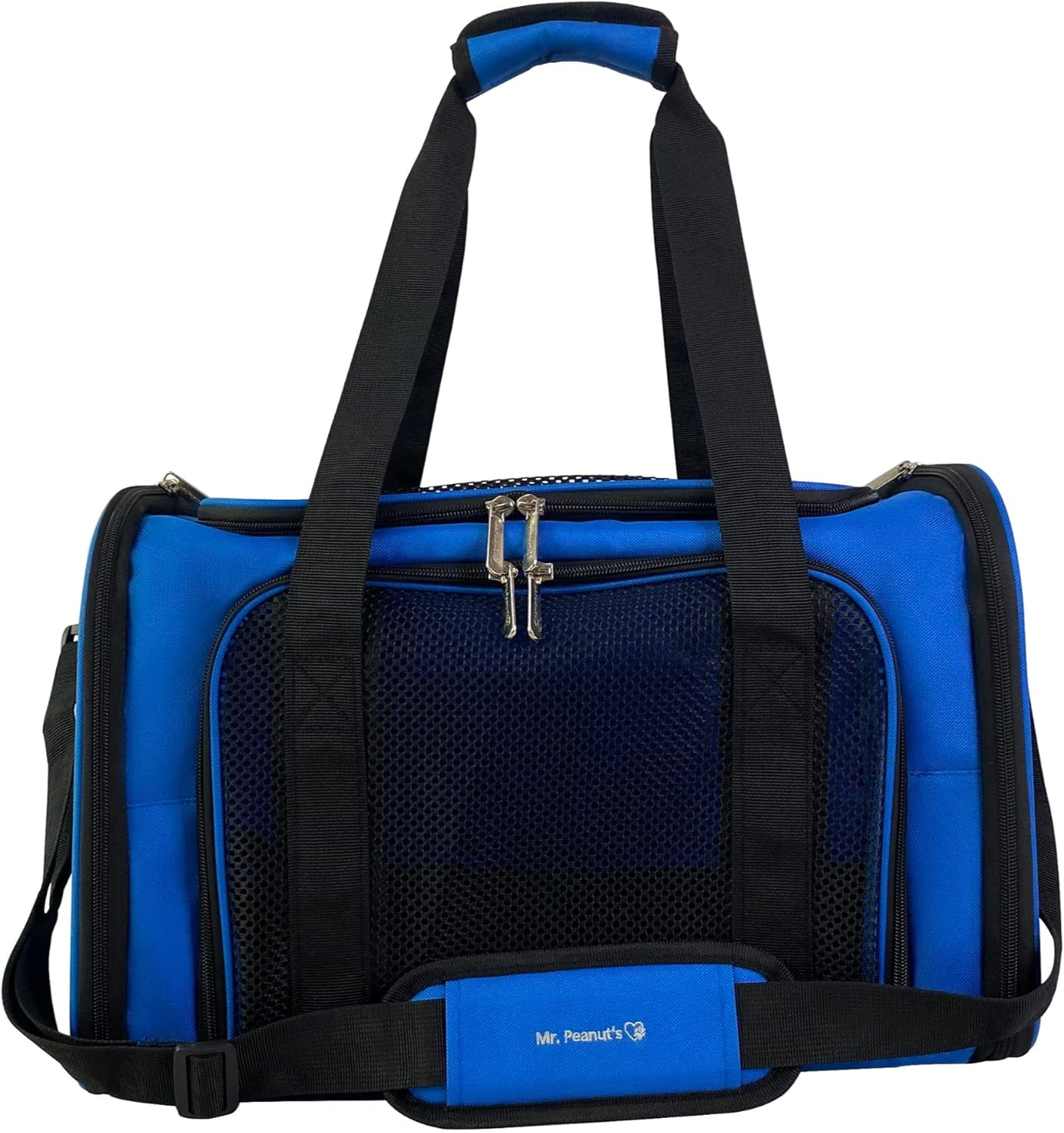 Mr. Peanut'S Airline Approved Soft Sided Pet Carrier, 17.5X11X11 Travel Tote with Soft Padded Bedding with Strong 1/4" Wood Base, Seatbelt & Luggage Attachment, Perfect for Cats and Small Dogs