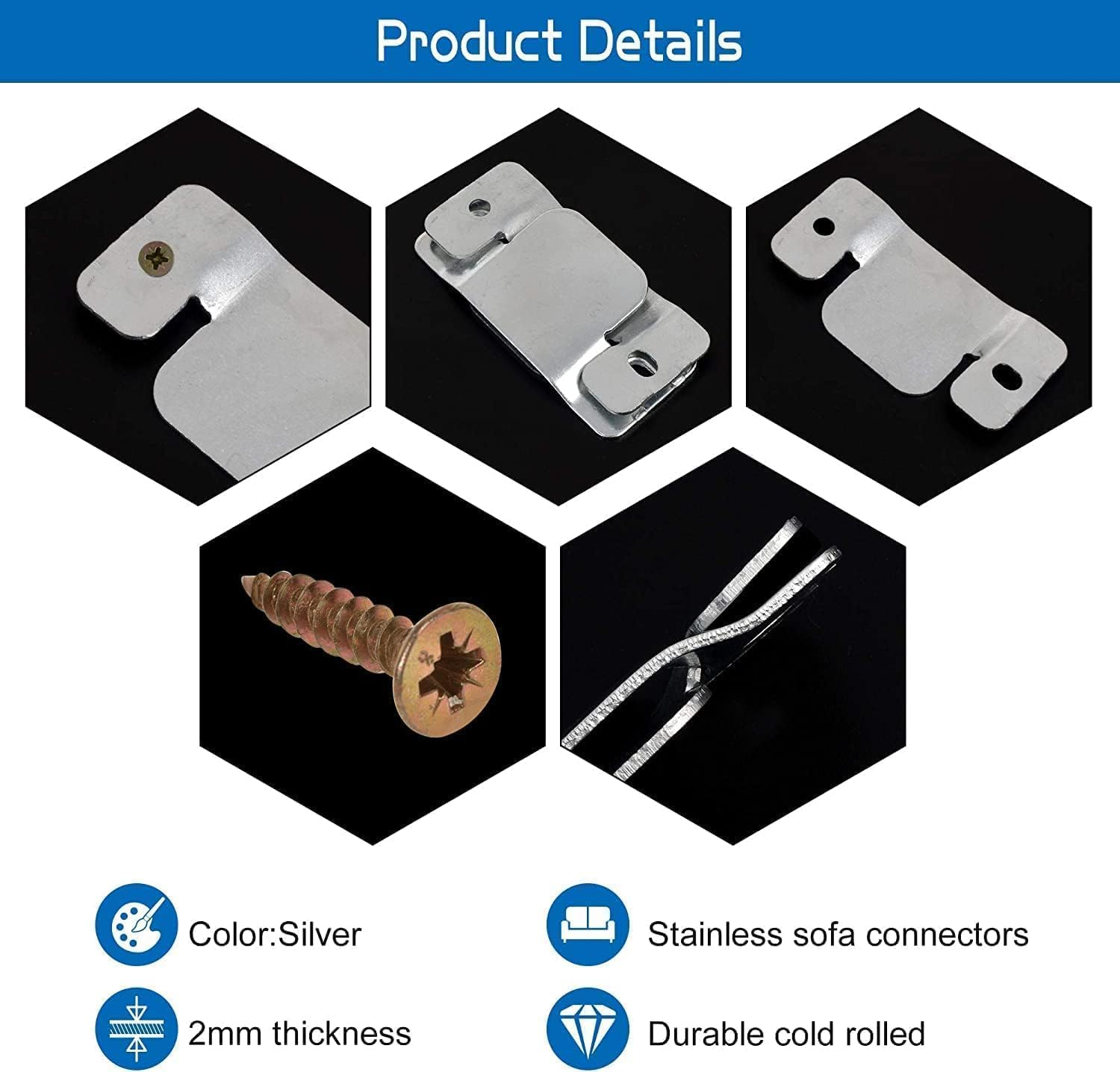 QYINXIU Large Size Sectional Sofa Connectors with Screws, Sectional Couch Connectors Furnitures for Small Sofa and Sectionals image number 1