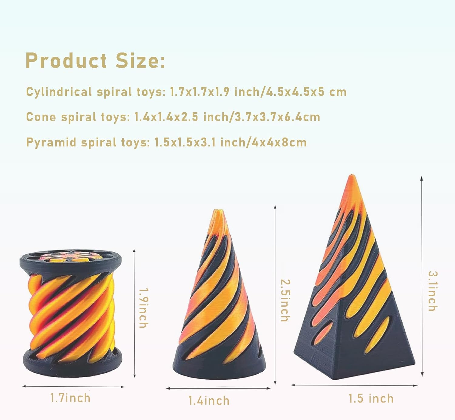 3D Printed Spiral Fidget Toys Impossible Pyramid Passthrough Sculpture Mini Cones Pass through Pyramid Fidget Toy (Green Black) - Green Black image number 2