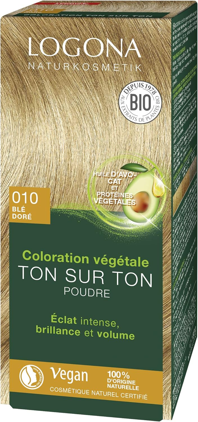 LOGONA Naturkosmetik Plant Hair Colour Powder 090 Dark Brown, with Avocado Oil, Vegan & Natural, Brown Natural Hair Colour Colouration with Henna, 100 G