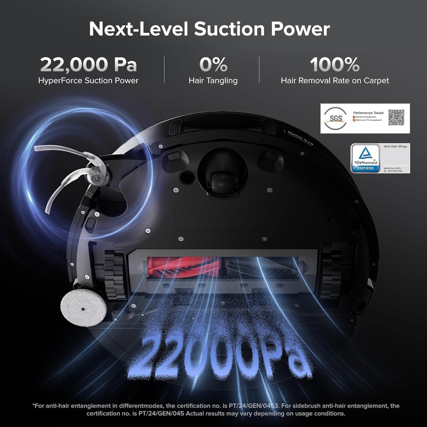 Roborock Saros 10 Robot Vacuum and Mop, 22,000Pa Suction, AI Obstacle Avoidance, 3.14-Inch Ultra Thin, Intelligent Dirt Detection, Zero Tangling Main Brush, Hot Water Mop & Dock Self Cleaning image number 5