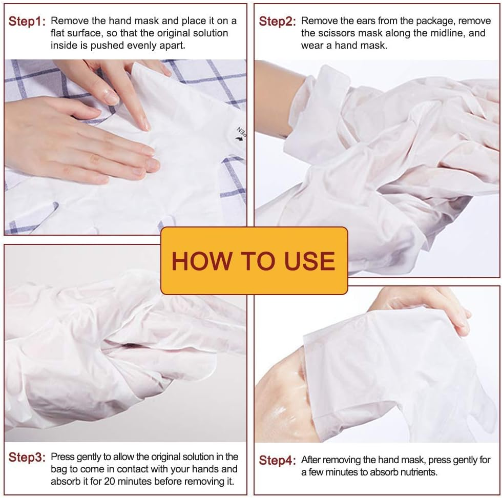 Hand Mask, 5 Pairs Hand Moisturizing Gloves Repairing Hand Mask for Extra Dry Skin Spa Masks, Exfoliating Hand Peeling Mask, Repair Rough Skin for Men & Women (C) image number 1