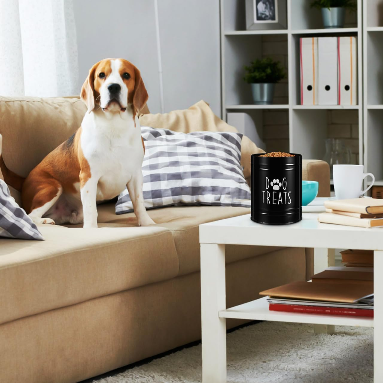 BESTOYARD Airtight Metal Dog Food Storage Tank Pet Treat Jar for Counter Rustic Style image number 3