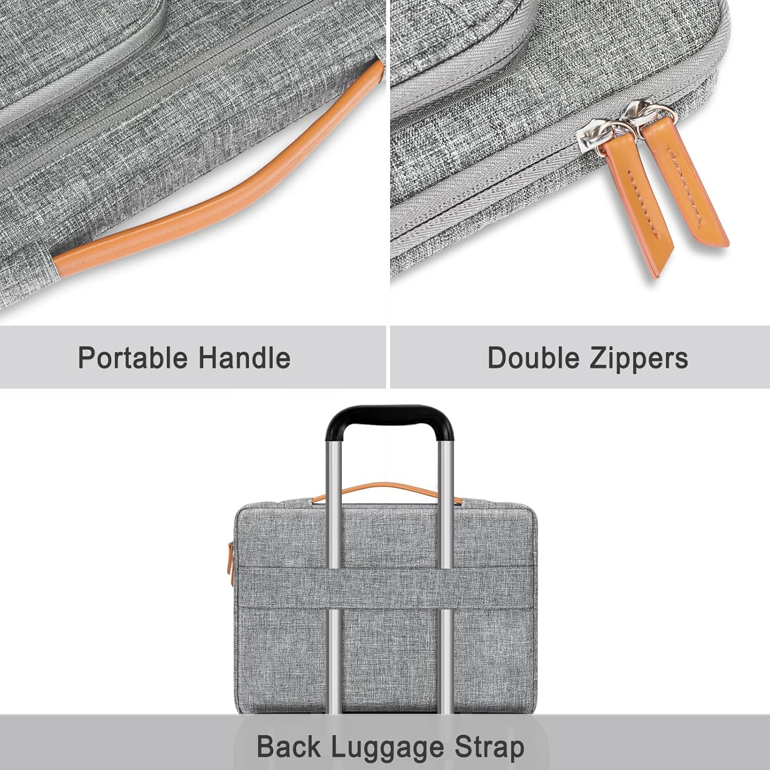 MOSISO 360 Protective Laptop Sleeve Case 15-15.6 Inch, Computer Bag Compatible with Macbook Pro 16, HP, Dell, Lenovo, Asus Notebook, Side Open Carrying Bag with 5 Accessory Pockets&Belt, Gray image number 4