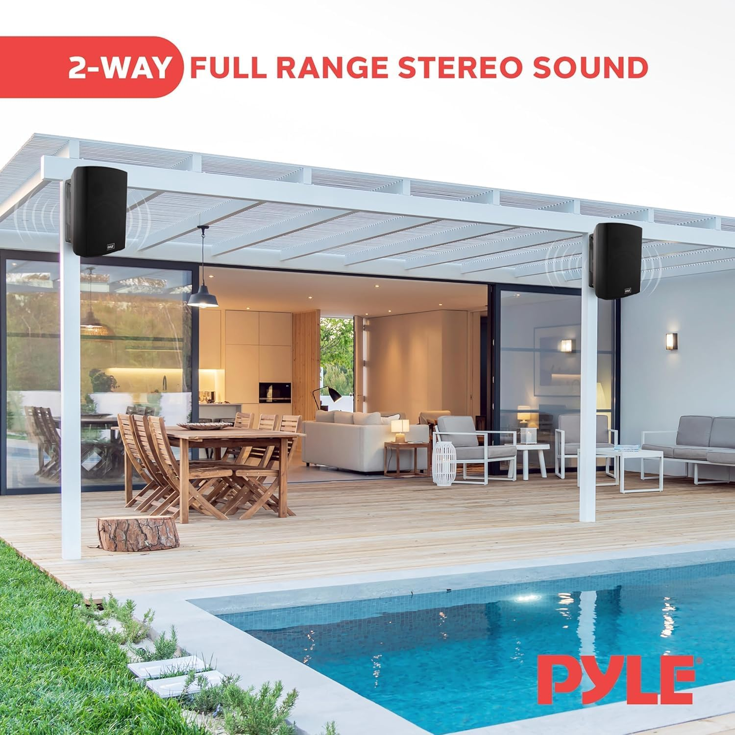 Pyle Bluetooth Speakers, Waterproof Wall-Mounted Wireless Audio System, 16.5 Cm, Built-In Digital Amplifier, Weatherproof, Heavy-Duty Sound, Compatible with Iphone, Android, Tablet & PC (Pair, Black) image number 5