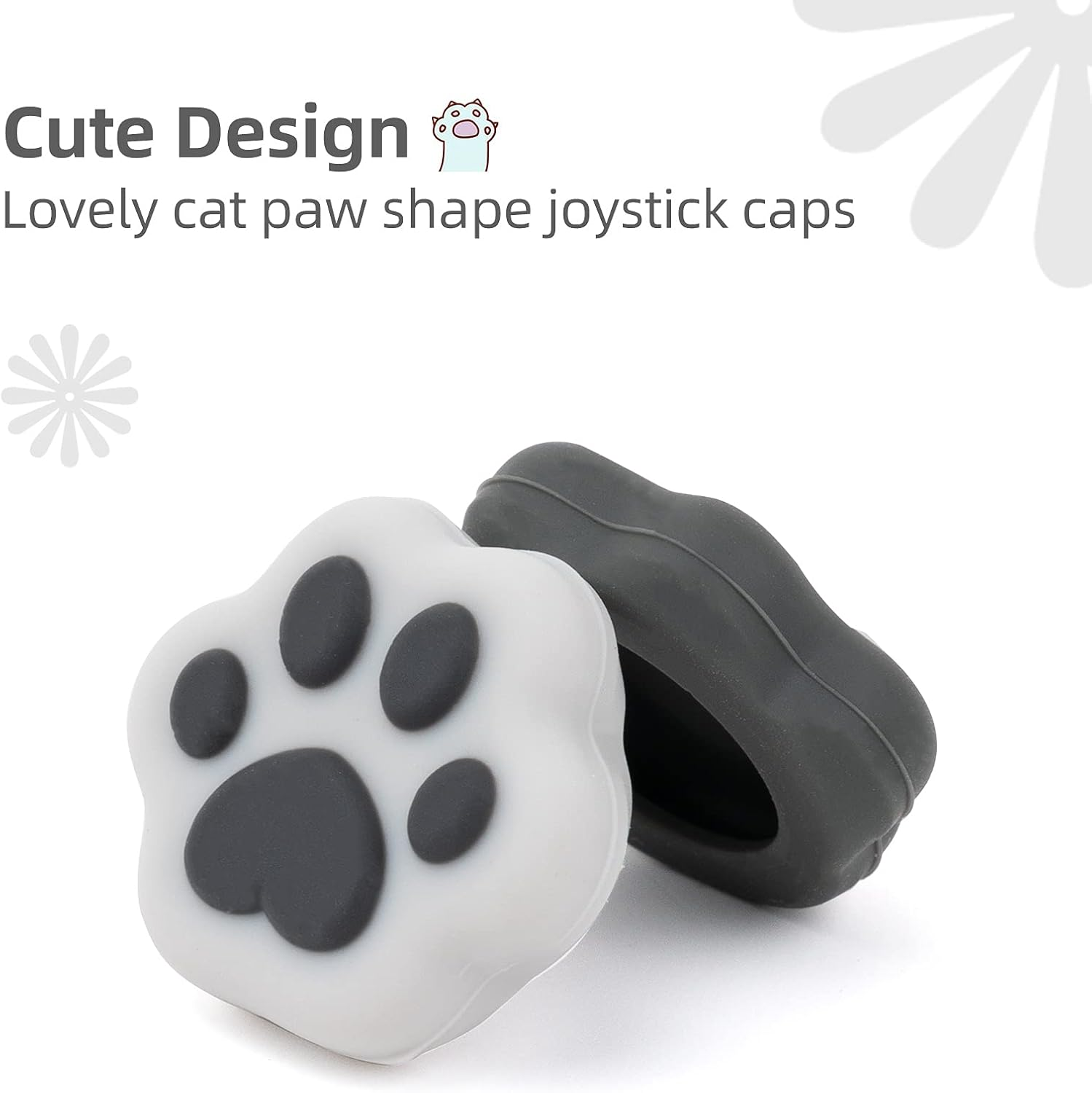 Geekshare Cat Paw Shape Thumb Grip Caps,Compatible with Switch/Oled/Switch Lite,Soft Silicone Joystick Cover, 4PICS (Sesame Grey) image number 1