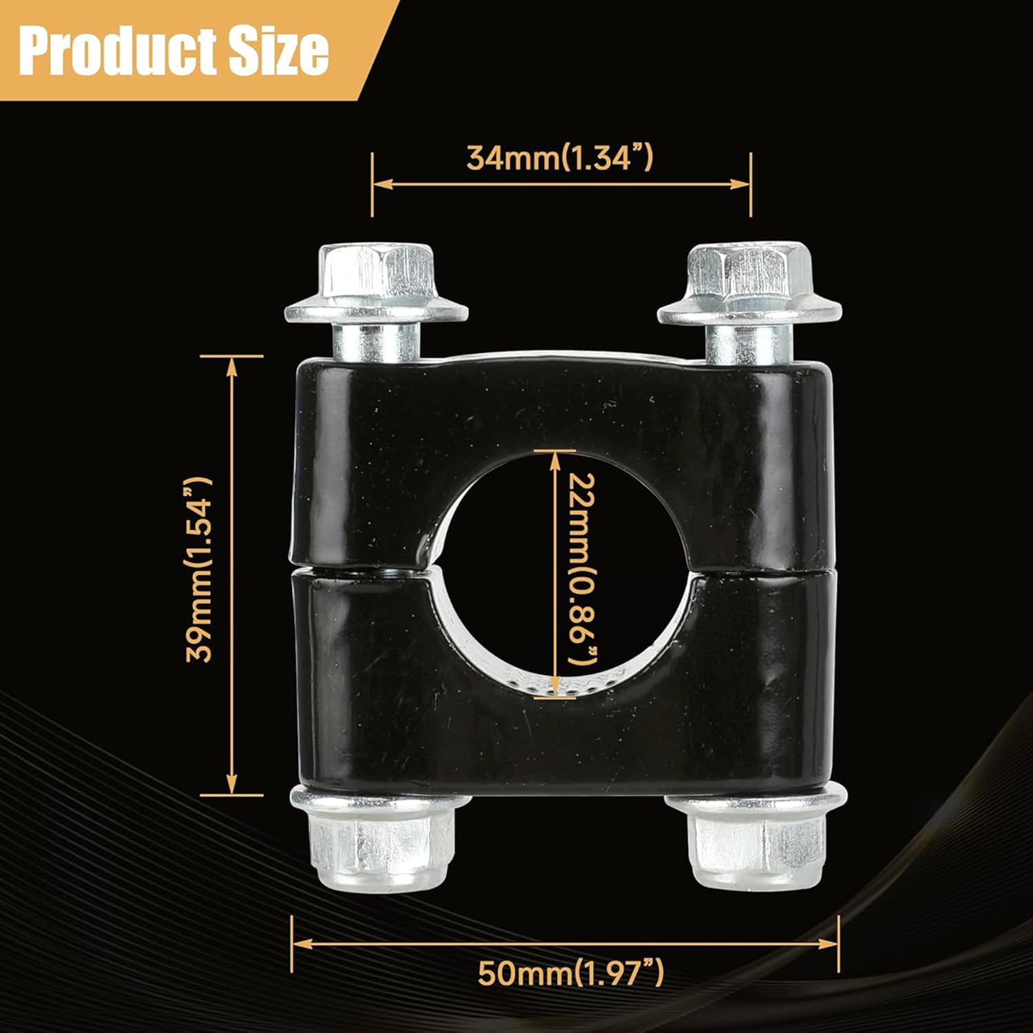 Motorcycle Handlebar Risers, 22Mm Universal Mount Kit, 7/8 Inch Aluminum Clamp, 2-Piece Set image number 1