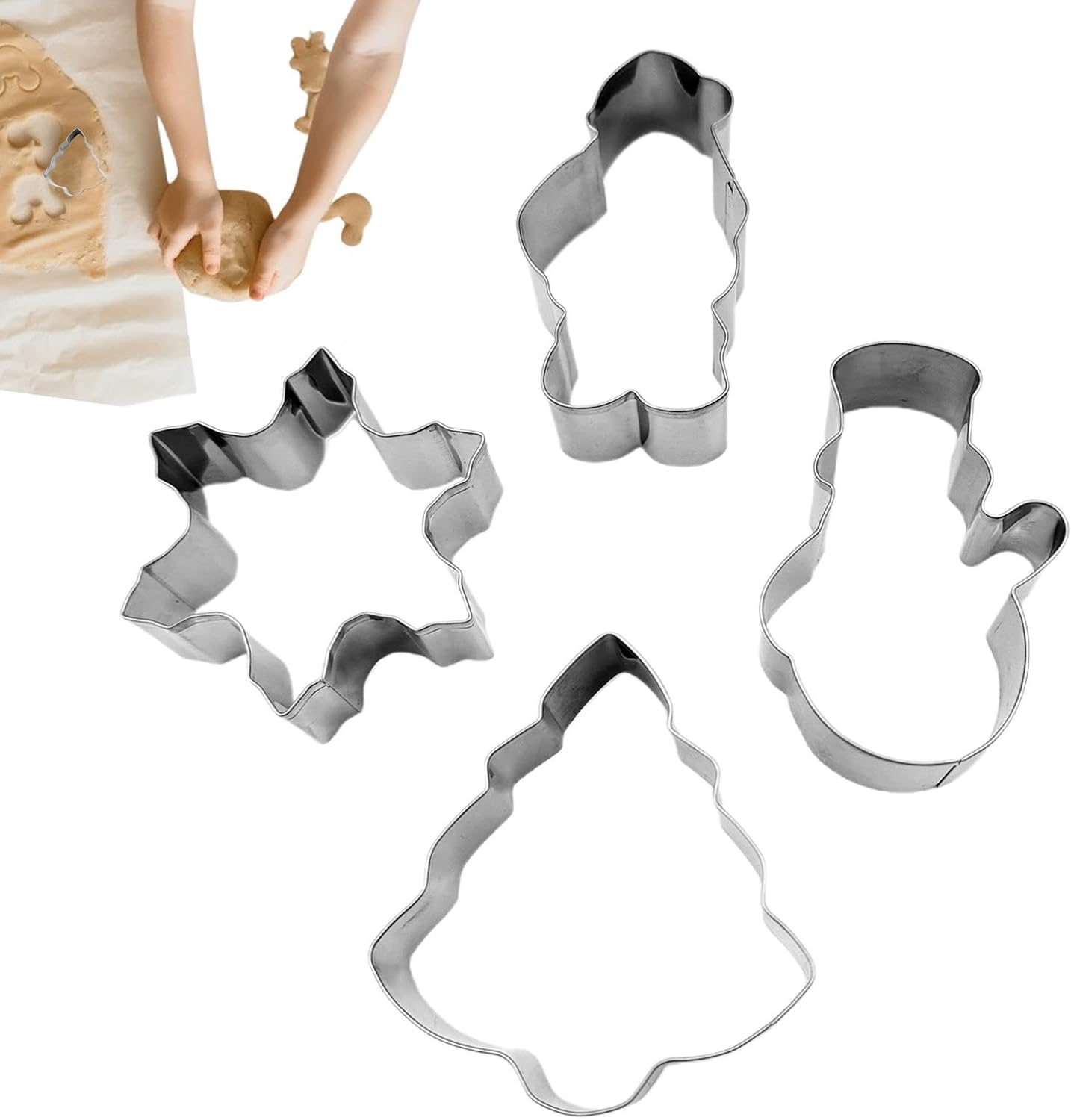 Christmas Cookie Cutter Set,4X Snowman Santa Claus Snowflake Tree Cookie Cutters Biscuit Mold | Kitchen Baking Tool Cookie Cutters Shapes for Festival Cookie Baking