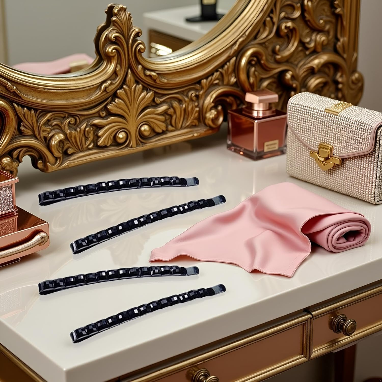 4 Black Rhinestone Hair Clips Shiny Hair Pin Crystal Diamond Hairpin Sparkly Hair Decoration for Women Hair Clip Metal Hair Clip Hairpins Hair Accessories image number 5