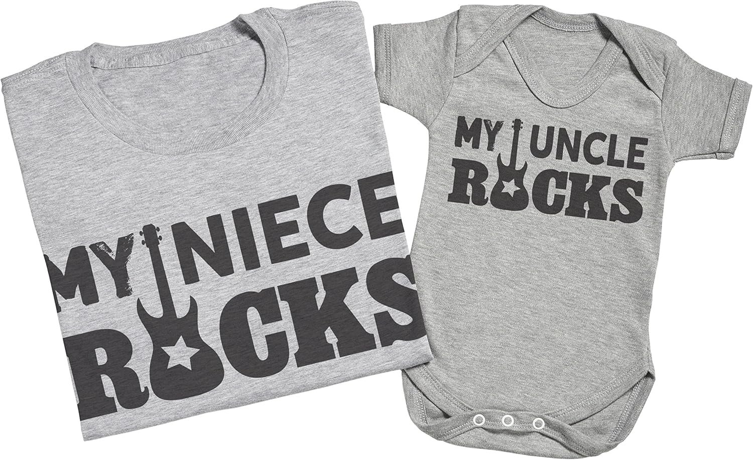 Zarlivia Clothing My Niece Rocks - Matching Uncle Niece Gift Set - Mens T Shirt & Baby Bodysuit - Blue - Small & 3-6 Months image number 6