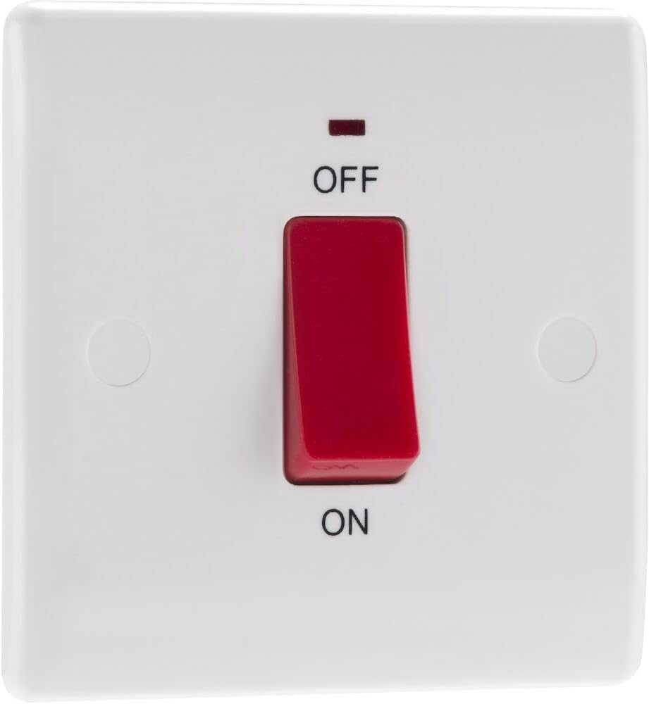 BG Electrical Cooker Control Switch Unit with LED Power Indicator, Single Plate, Double Pole, round Edge, Nexus 800 Series, White Moulded, 45A, 874 image number 4