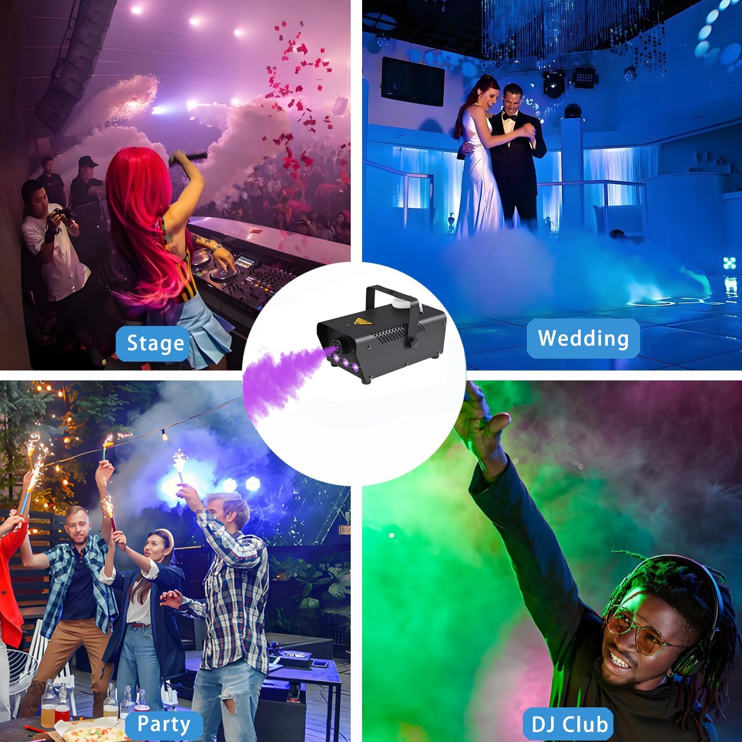 Fog Machine with Lights - 3 Stage LED Lights with 12 Colors & Strobe Effect for Party Wedding Holiday Christmas - 500W Upgraded Remote Portable Smoke Machine image number 6