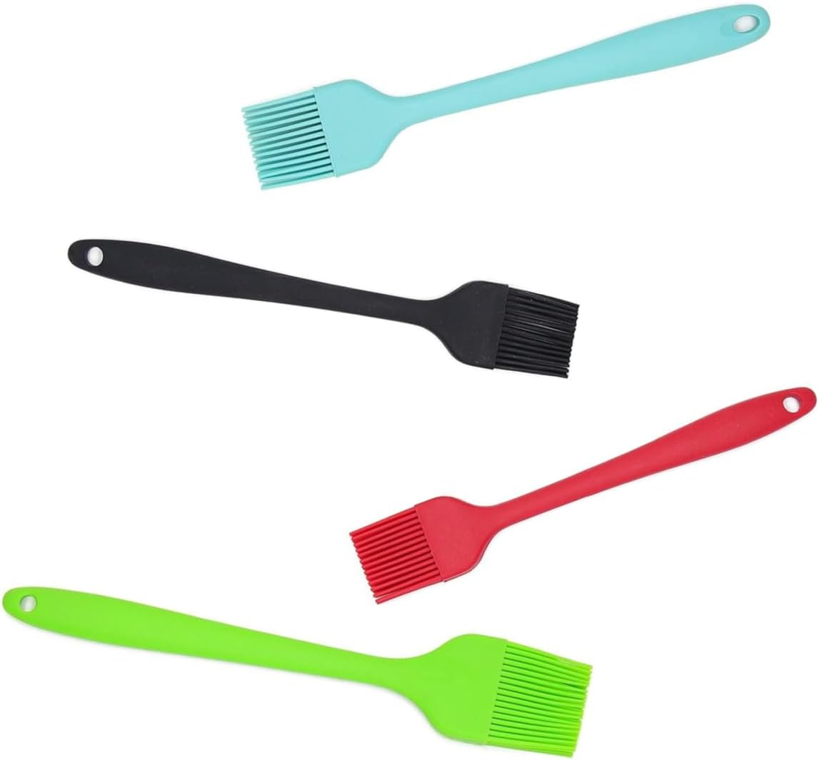 Heat-Resistant Silicone Basting Brushes for Meat, BBQ, Pastries, Oils, Butter, Sauces, Desserts, Turkey, Grill, Roast - Set of 4 Multicolor Non-Stick & Easy Clean Kitchen Tools image number 6