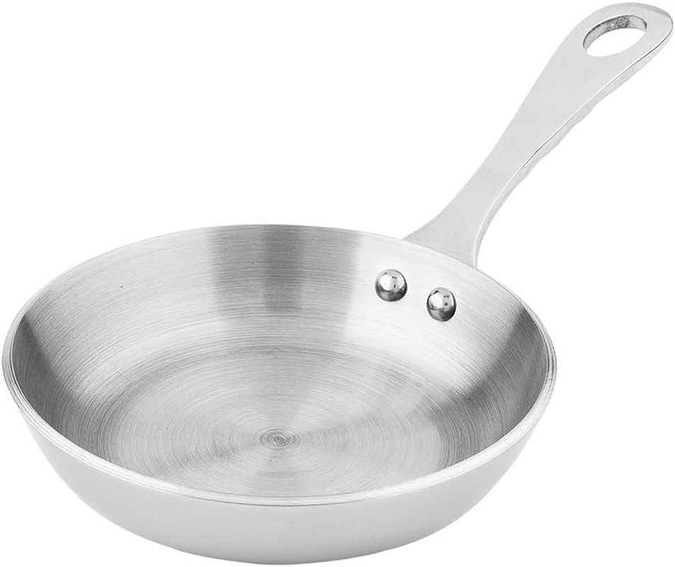 Restaurantware 4 Inch Mini Frying Pan, 1 round Egg Pan - with Handle, Dishwasher Safe, Silver Stainless Steel Small Frying Pan, Hanging Hole, for Scrambles, Appetizers, or Desserts image number 2