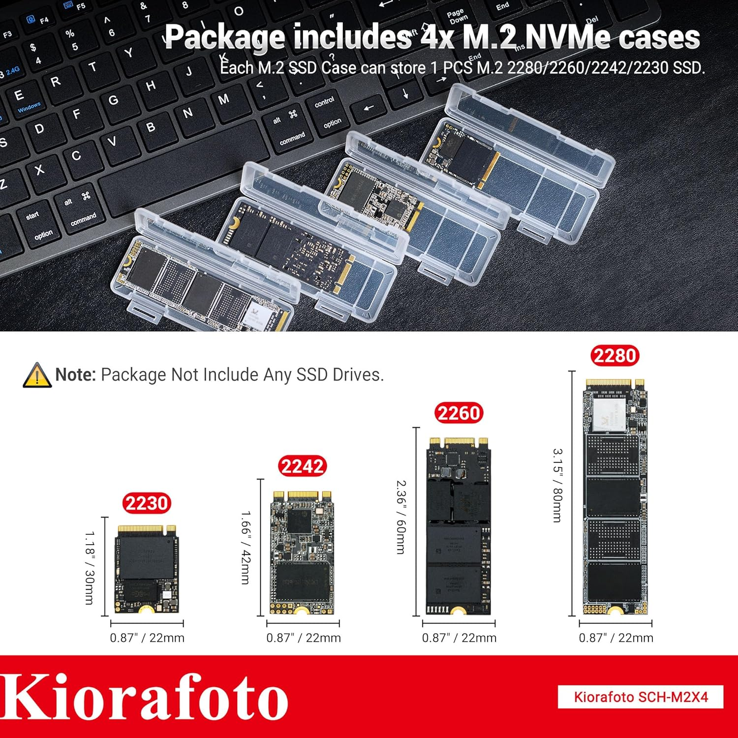 4 Pack Clear Plastic M.2 2280 2260 2242 2230 SSD Case, Portable M.2 Nvme SSD Case Protective Box M.2 2280 Holder Storage with Label, Individual M.2 Drive Storage Case Anti-Static & Shockproof image number 5