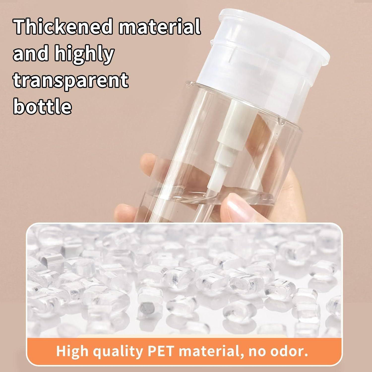 2 Pack Push down Pump Dispenser Bottle 300Ml Refillable Empty Bottle for Alcohol Makeup Remover Nail Polish Cleanser Travel Use Clear image number 6