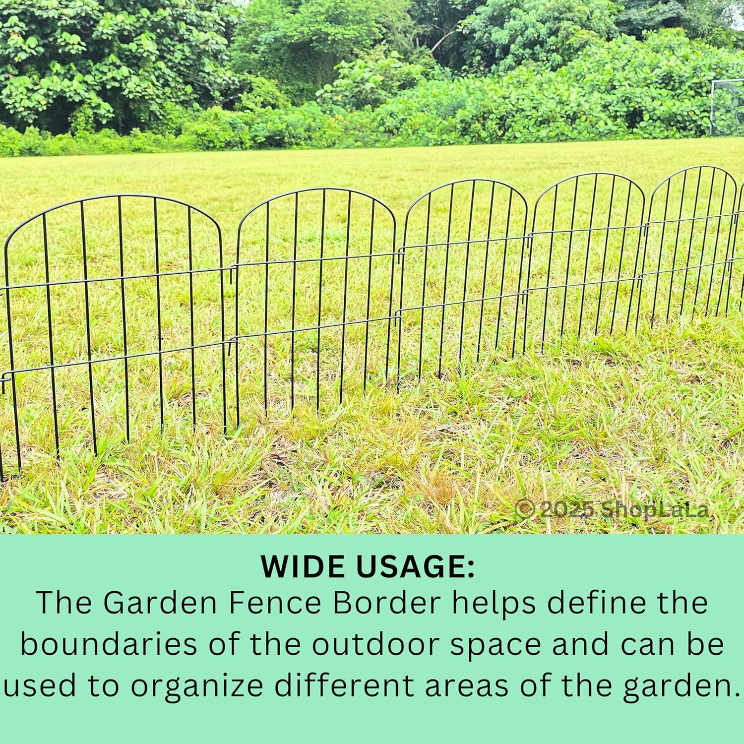 Shoplala Garden Fence (10 Panels) 12In(L) X 16.5In(H) Animal Barrier Fencing Rustproof Metal Wire Flower Edging for Landscape Patio Outdoor Decor, Tall Large Yard Fences for Dog No Dig Black D-K16.5 image number 5