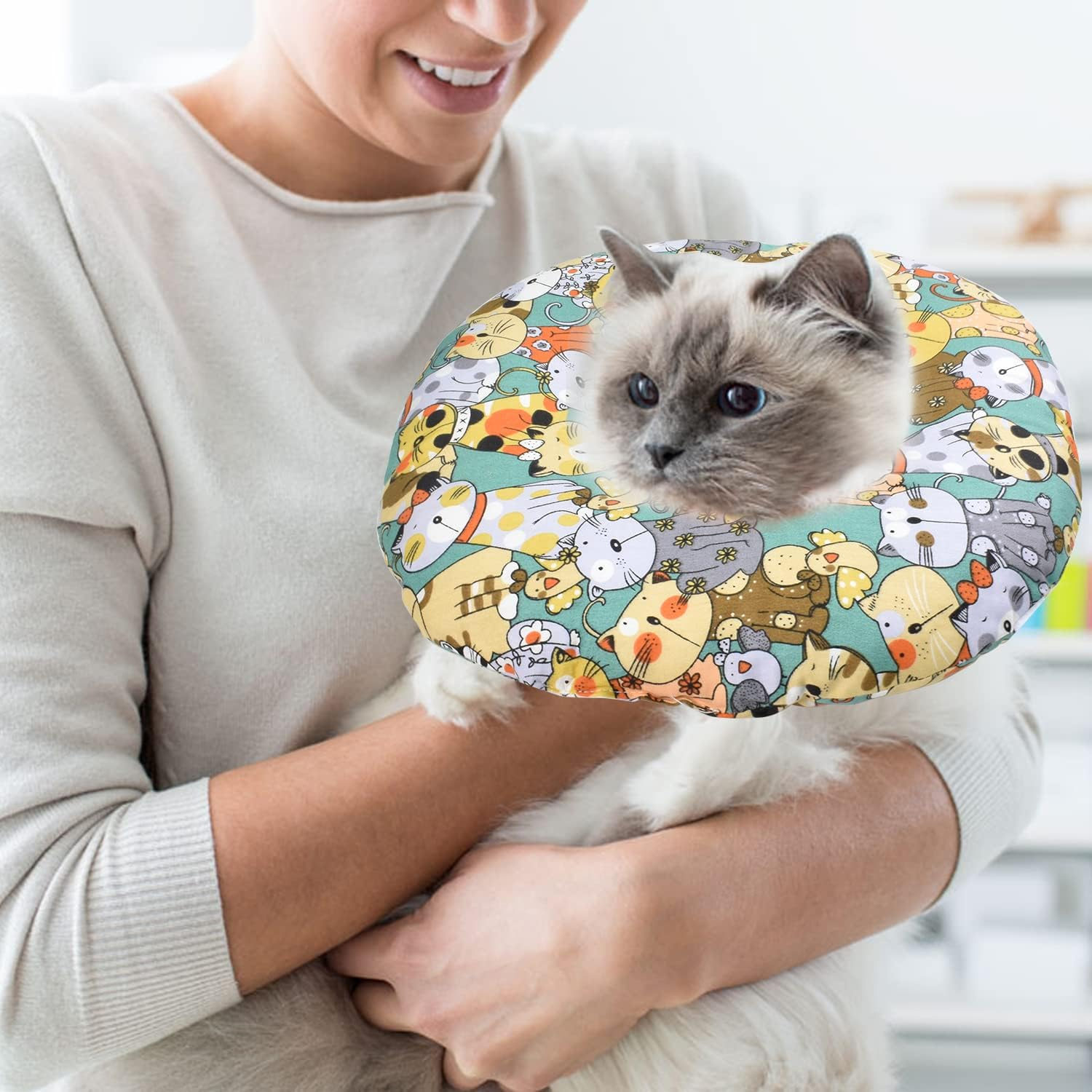 Cat Dog Collar, Soft Protective Collar Cat anti Bite Recovery Collar Protective Collar, Adjustable Protective Collar to Prevent Infections, Cat Collar Cotton for Puppies Kittens, S image number 6