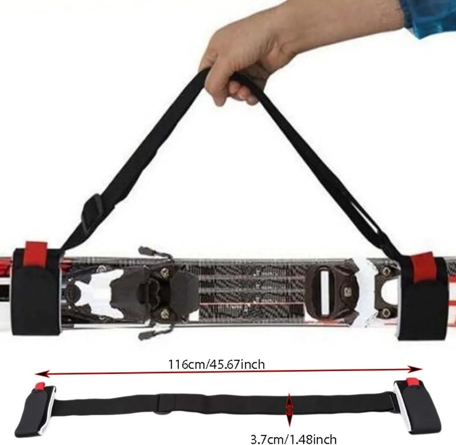 2Pack Adjustable Ski and Pole Carrier Strap, Shoulder Ski Carrier Straps Sling with Cushioned Holder, Portable Snowboard Carrying Strap Ski Accessories for Adults Kid image number 2