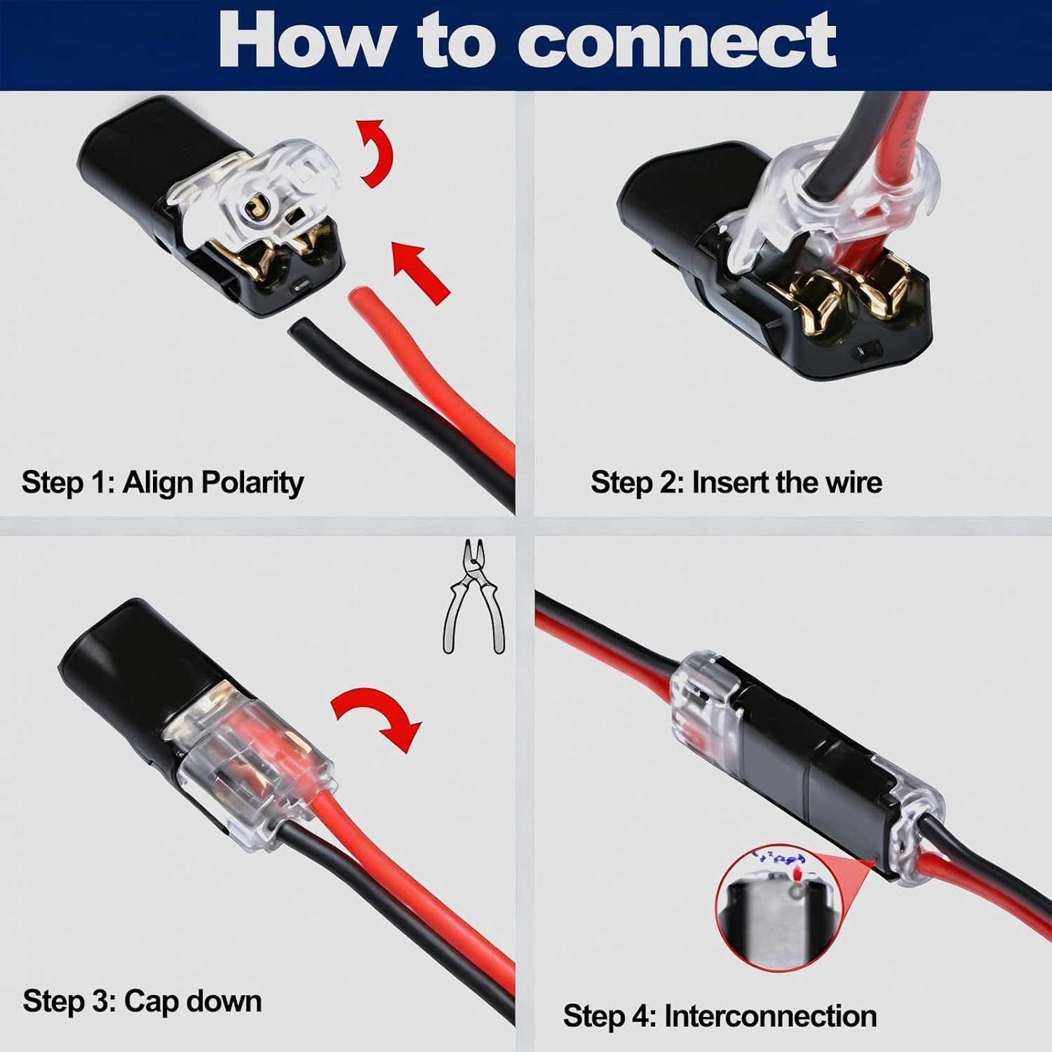 Trrtdo 30PCS 2 Wire Quick Disconnect Connectors 16-18 AWG Solderless Wire Connectors Fast Secure Electrical Connection for Automotive LED Lights DIY Projects image number 6